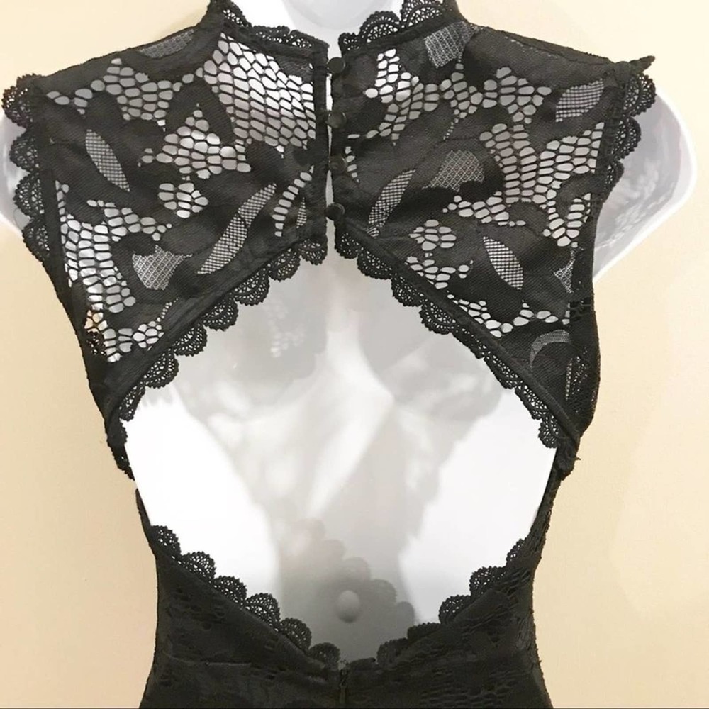 Nasty Gal Black Lace Mini Bodycon Dress Small - Picture 8 of 15